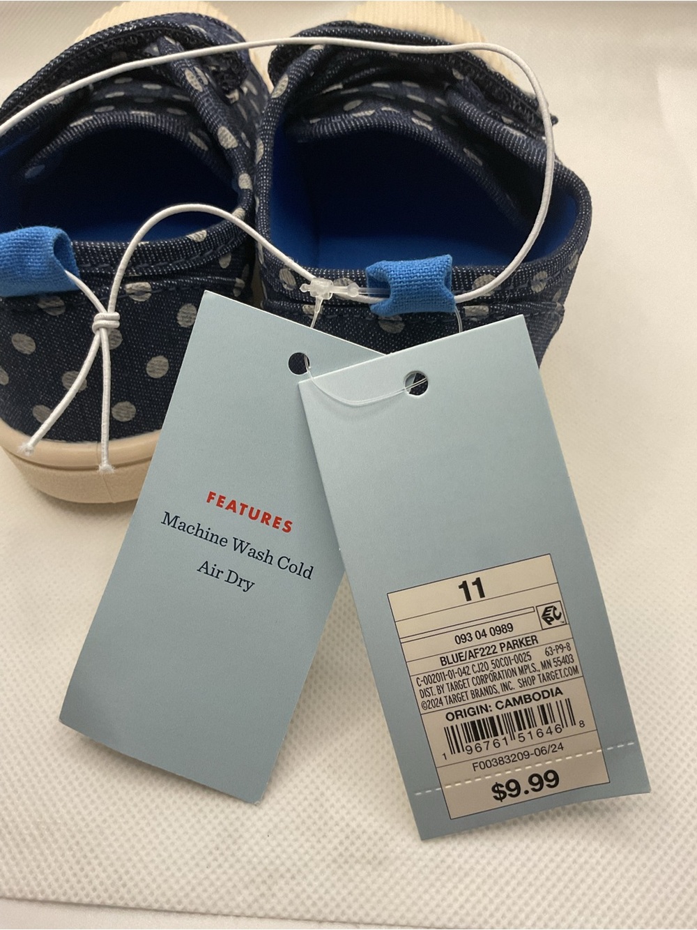Cat & Jack Navy Polka Dot Double Velcro Kids Sneakers size 11 - Picture 5 of 6